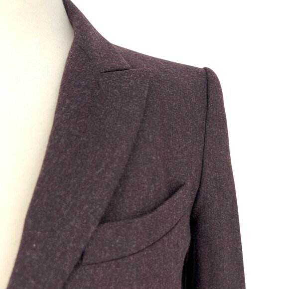 Theory Andorie Virgin Wool Tailored Two Button Blazer Dark Plum Burgundy Size 6 - Picture 3 of 16
